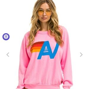 AVIATOR NATION LOGO SWEATSHIRT - NEON PINK in unisex size Small